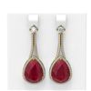 Image 1 : 23.35 ctw Ruby & Diamond Earrings 18K Yellow Gold - REF-709X3A