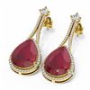 Image 3 : 23.35 ctw Ruby & Diamond Earrings 18K Yellow Gold - REF-709X3A