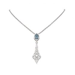 5.2 ctw Blue Topaz & Diamond Necklace 18K White Gold - REF-241H3R