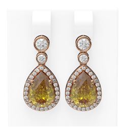 2.4 ctw Canary Citrine & Diamond Earrings 18K Rose Gold - REF-129W5H