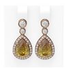 Image 1 : 2.4 ctw Canary Citrine & Diamond Earrings 18K Rose Gold - REF-129W5H