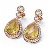 Image 3 : 2.4 ctw Canary Citrine & Diamond Earrings 18K Rose Gold - REF-129W5H