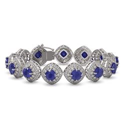37.35 ctw Sapphire & Diamond Victorian Bracelet 14K White Gold - REF-870F9M