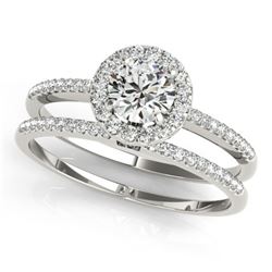 1.11 ctw Certified VS/SI Diamond 2pc Wedding Set Halo 14k White Gold - REF-143G6W