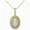 Image 2 : 13.42 ctw Certified Opal & Diamond Victorian Necklace 14K Yellow Gold - REF-345H5R