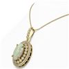 Image 3 : 13.42 ctw Certified Opal & Diamond Victorian Necklace 14K Yellow Gold - REF-345H5R