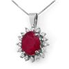 Image 1 : 5.32 ctw Ruby & Diamond Pendant 14k White Gold - REF-87G3W