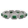 Image 2 : 61.92 ctw Emerald & Diamond Victorian Bracelet 14K White Gold - REF-1545W5H