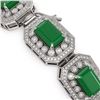 Image 3 : 61.92 ctw Emerald & Diamond Victorian Bracelet 14K White Gold - REF-1545W5H