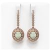 Image 1 : 7.81 ctw Certified Opal & Diamond Victorian Earrings 14K Rose Gold - REF-256A8N