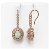 Image 2 : 7.81 ctw Certified Opal & Diamond Victorian Earrings 14K Rose Gold - REF-256A8N