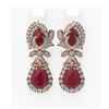 Image 1 : 14.63 ctw Ruby & Diamond Earrings 18K Rose Gold - REF-481K8Y