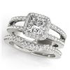 Image 1 : 1.51 ctw Certified VS/SI Princess Diamond 2pc Set Halo 14k White Gold - REF-189R4K
