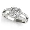 Image 2 : 1.51 ctw Certified VS/SI Princess Diamond 2pc Set Halo 14k White Gold - REF-189R4K