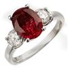 Image 1 : 3.25 ctw Rubellite & Diamond Ring 18k White Gold - REF-161A8N