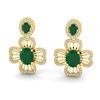 Image 1 : 9.26 ctw Emerald & Micro Designer VS/SI Diamond Earrings 14k Yellow Gold - REF-227R3K