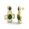 Image 2 : 9.26 ctw Emerald & Micro Designer VS/SI Diamond Earrings 14k Yellow Gold - REF-227R3K