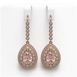 8.35 ctw Morganite & Diamond Victorian Earrings 14K Rose Gold - REF-364X2A