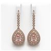 Image 1 : 8.35 ctw Morganite & Diamond Victorian Earrings 14K Rose Gold - REF-364X2A