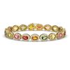 Image 1 : 14.25 ctw Multi Color Sapphire & Diamond Micro Pave Bracelet 10k Yellow Gold - REF-304M5G