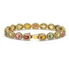 Image 2 : 14.25 ctw Multi Color Sapphire & Diamond Micro Pave Bracelet 10k Yellow Gold - REF-304M5G