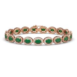 15.2 ctw Emerald & Diamond Micro Pave Halo Bracelet 10k Rose Gold - REF-300K2Y