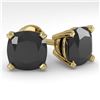 Image 1 : 12 ctw Cushion Black Diamond Stud Designer Earrings 14k Yellow Gold - REF-267K2Y