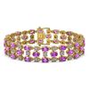 Image 1 : 21.56 ctw Amethyst & Diamond Bracelet 10K Yellow Gold - REF-227W3H