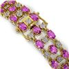 Image 3 : 21.56 ctw Amethyst & Diamond Bracelet 10K Yellow Gold - REF-227W3H