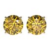 Image 1 : 3 ctw Certified Intense Yellow Diamond Stud Earrings 10k Yellow Gold - REF-527H8R