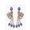 Image 1 : 18.95 ctw Tanzanite & Diamond Earrings 18K Rose Gold - REF-890R9K