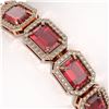 Image 3 : 26.38 ctw Tourmaline & Diamond Micro Pave Halo Bracelet 10k Rose Gold - REF-890X9A