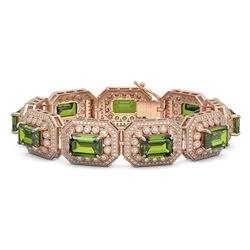 58.5 ctw Tourmaline & Diamond Victorian Bracelet 14K Rose Gold - REF-1623R3K