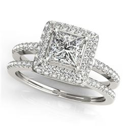 1.21 ctw Certified VS/SI Princess Diamond 2pc Set Halo 14k White Gold - REF-170G5W