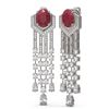 Image 2 : 13.73 ctw Ruby & Diamond Earrings 18K White Gold - REF-890R9K
