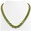 Image 1 : 57.3 ctw Peridot & Diamond Micro Pave Halo Necklace 10k Yellow Gold - REF-819Y6X