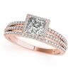 Image 2 : 1.05 ctw Certified VS/SI Princess Diamond 2pc Set Halo 14k Rose Gold - REF-120N8F