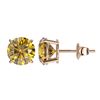 Image 2 : 2 ctw Certified Intense Yellow Diamond Stud Earrings 10k Rose Gold - REF-294H5R