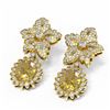 Image 3 : 7.49 ctw Canary Citrine & Diamond Earrings 18K Yellow Gold - REF-345W5H