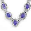 Image 1 : 38.70 ctw Tanzanite & Diamond Necklace 14k White Gold - REF-963M6G