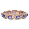 Image 1 : 50.67 ctw Tanzanite & Diamond Victorian Bracelet 14K Rose Gold - REF-2709A3N