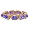 Image 2 : 50.67 ctw Tanzanite & Diamond Victorian Bracelet 14K Rose Gold - REF-2709A3N