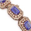 Image 3 : 50.67 ctw Tanzanite & Diamond Victorian Bracelet 14K Rose Gold - REF-2709A3N