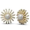 Image 2 : 1.88 ctw Diamond & Pearl Earrings 18K Yellow Gold - REF-308N4F