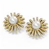 Image 3 : 1.88 ctw Diamond & Pearl Earrings 18K Yellow Gold - REF-308N4F