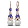 Image 2 : 6.8 ctw Sapphire & Diamond Earrings 18K Rose Gold - REF-303H6R