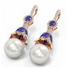 Image 3 : 6.8 ctw Sapphire & Diamond Earrings 18K Rose Gold - REF-303H6R