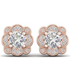 1.5 ctw Certified VS/SI Diamond Art Deco Stud Earrings 14k Rose Gold - REF-196R2K