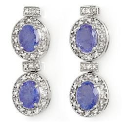 5.75 ctw Tanzanite & Diamond Earrings 14k White Gold - REF-154N5F