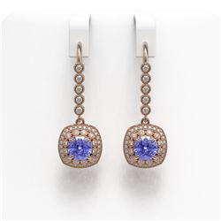 5.2 ctw Certified Tanzanite & Diamond Victorian Earrings 14K Rose Gold - REF-172R8K